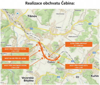 obchvat cebina mapa jihomoravsky kraj